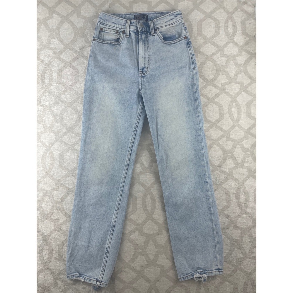 Abercrombie &‎ Fitch Ultra High Rise Straight Jeans Women 25 0R Blue Distressed